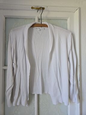 Cleo White Open Front Cardigan Large